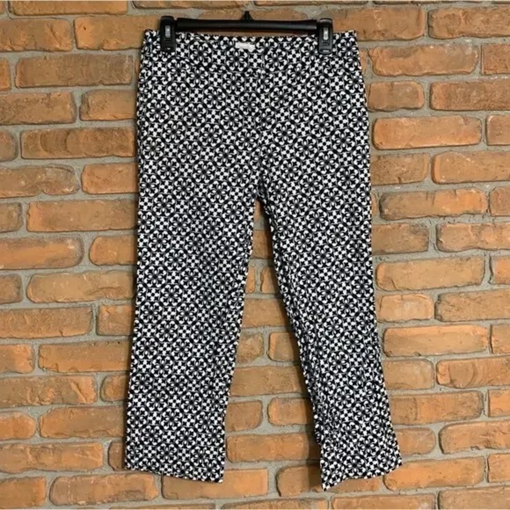 Laundry by Shelli Segal Cropped‎ Pants Womens 4 Black White Geometric Print Work